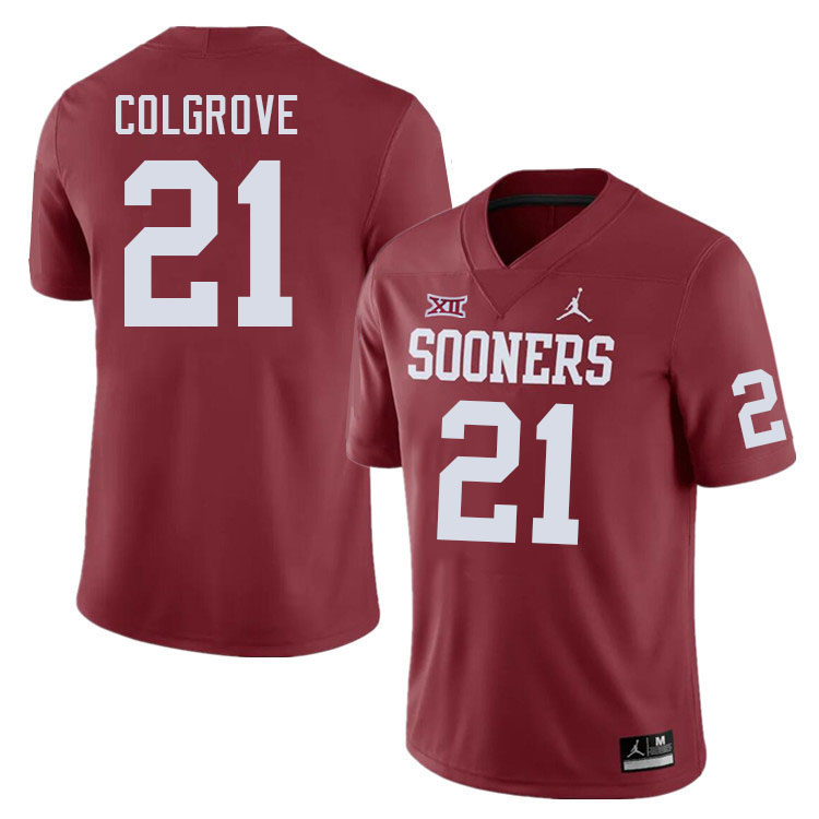Oklahoma Sooners #21 Braylon Colgrove College Football Jerseys Stitched Sale-Crimson